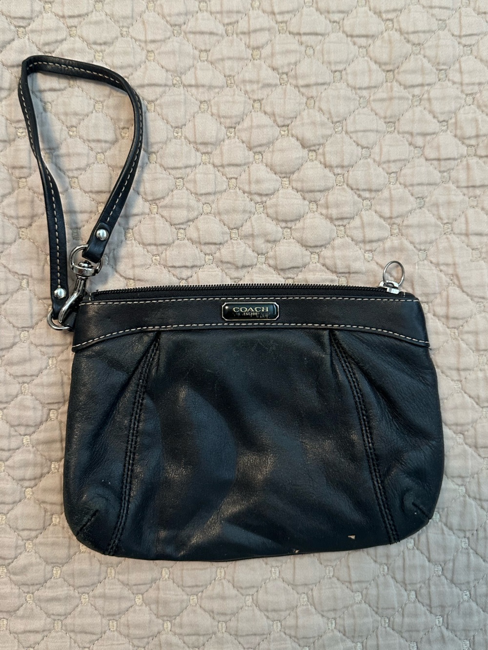 Coach Black Leather Wristlet Clutch